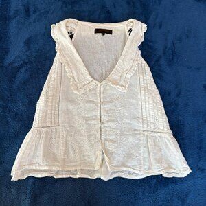Zara White Cotton Flowy Tank Top | Size L